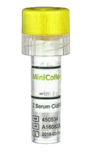 Tubo minicollect con activador coagulo y gel separador tapa amarilla 0.5ml