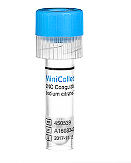 Tubo minicollect con citrato de sodio tapa celeste 1ml