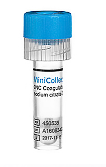 Tubo minicollect celeste 1ml con citrato de sodio